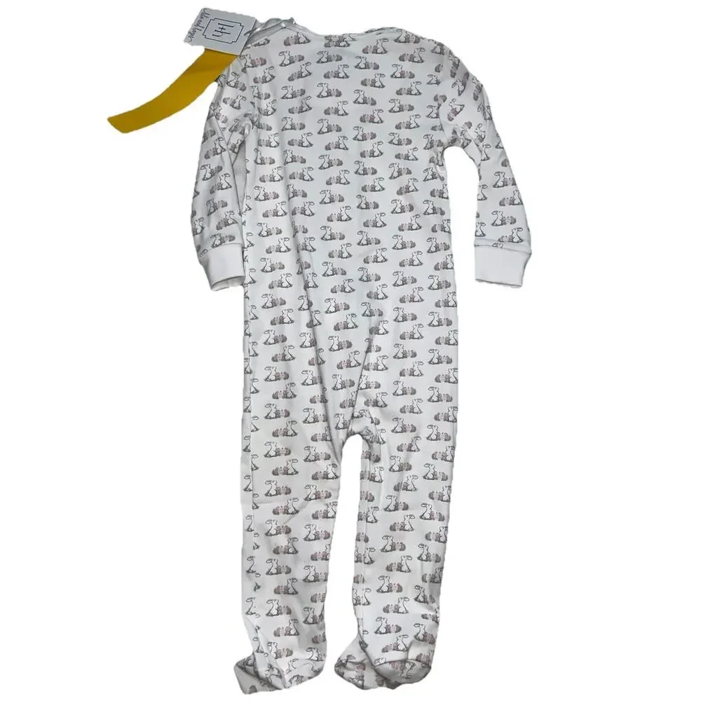 Lila And Hayes Parker 1-Piece Baby Size 9-12 Mo White Bunny Easter Pajamas NWT